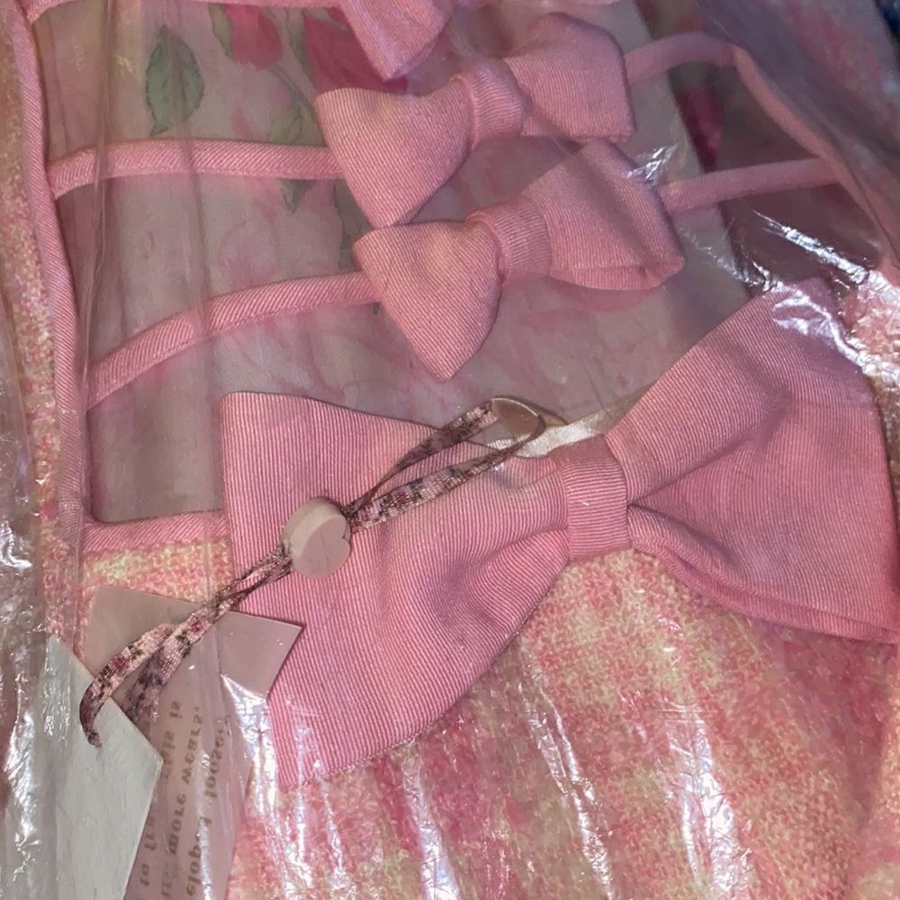 Love Shack Fancy Pink Tweed Gandler Dress Bows down back SIZE 10 - Picture 3 of 4